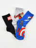 MARVEL Avengers 3er-Set: Socken "Avengers" in Blau/ Grau/ Schwarz