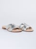 JOLANA & FENENA Leren slippers zilverkleurig