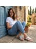 JOLANA & FENENA Leren slippers zilverkleurig
