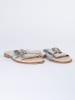 JOLANA & FENENA Leren slippers zilverkleurig