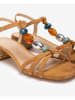 Unisa Skórzane sandały w kolorze jasnobrązowym na obcasie