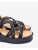Unisa Skórzane sandały w kolorze czarnym na koturnie