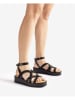 Unisa Skórzane sandały w kolorze czarnym na koturnie