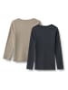 Wheat 2-delige set: longsleeves "Stig" lichtbruin/donkerblauw