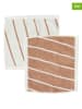 OYOY living design 2er-Set: Waschlappen "Raita" in Weiß/ Hellbraun - (L)30 x (B)30 cm