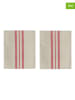 OYOY living design 2-delige set: theedoeken "Linu" beige/rood - (L)45 x (B)45 cm