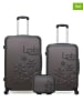 Les P´tites Bombes 3-delige set: hardcase-trolleys en beautycase "Eleonor" antraciet