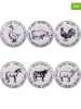 Villa d´Este 6-delige set: dinerborden "Farm" zwart/wit - Ø 27 cm