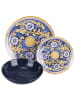 Villa d´Este 18tlg. Tafelservice "Sicilia" in Dunkelblau/ Gelb