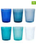 Villa d´Este 6-delige set: glazen "Honey" blauw/transparant - 300 ml