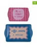 Villa d´Este 2er-Set: Tabletts "More Amor" in Blau/ Pink