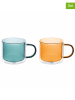 Villa d´Este 2er-Set: Kaffegläser "Venice Lido" in Grün/ Orange - 280 ml