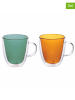 Villa d´Este 2er-Set: Kaffegläser "Venice Lido" in Grün/ Orange - 540 ml