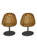 lumisky 2er-Set: LED-Tischleuchten "Twins" in Schwarz/ Hellbraun - Ø 11 x (H)16 cm