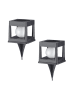 lumisky 2-delige set: ledsolartuinstekers ''Cubya'' grijs -(B)11,5x(H)21,5x(D)11,5 cm