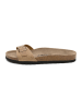 billowy Leder-Pantoletten in Beige