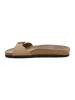 billowy Leder-Pantoletten in Beige