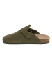 billowy Leder-Clogs in Khaki