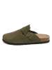 billowy Leder-Clogs in Khaki