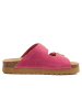 billowy Leder-Pantoletten in Fuchsia