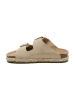 billowy Leder-Pantoletten in Beige