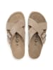 billowy Leren slippers beige