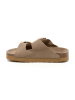 billowy Leder-Pantoletten in Beige