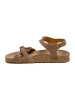 billowy Leder-Sandalen in Hellbraun