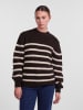 Pieces Pullover in Dunkelbraun/ Beige