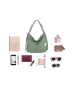 Anna Morellini Leder-Schultertasche "Fiorella" in Mint - (B)30 x (H)27 x (T)9 cm