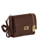 Anna Morellini Leder-Umhängetasche "Matalia" in Dunkelbraun - (B)22 x (H)17 x (T)9 cm