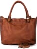 Mia Tomazzi Leder-Schultertasche "Comasina" in Hellbraun - (B)35 x (H)30 x (T)9 cm