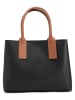 Mia Tomazzi Leder-Henkeltasche "Argonne" in Schwarz/ Hellbraun - (B)33 x (H)25 x (T)14 cm