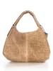 Lucca Baldi Leren schoudertas "Pitigliano" taupe - (B)41 x (H)34 x (D)30 cm
