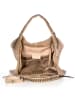 Lucca Baldi Leder-Schultertasche "Pitigliano" in Taupe - (B)41 x (H)34 x (T)30 cm