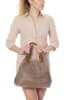 Lucca Baldi Leder-Henkeltasche "Fosdinovo" in Taupe - (B)45 x (H)37 x (T)15 cm