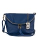 Lucca Baldi Leren schoudertas "Cetona" donkerblauw - (B)24 x (H)18 x (D)4 cm
