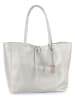Lucca Baldi Leder-Schultertasche "Spoleto" in Silber - (B)34 x (H)28 x (T)14 cm
