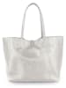 Lucca Baldi Leder-Schultertasche "Spoleto" in Silber - (B)34 x (H)28 x (T)14 cm