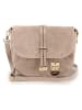 Lucca Baldi Leder-Umhängetasche "Varallo" in Taupe - (B)21 x (H)18 x (T)8 cm