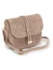 Lucca Baldi Leder-Umhängetasche "Varallo" in Taupe - (B)21 x (H)18 x (T)8 cm