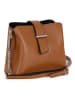Mia Tomazzi Leren schoudertas lichtbruin - (B)21 x (H)17 x (D)10 cm