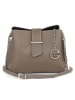 Mia Tomazzi Leder-Umhängetasche "Cipria" in Taupe - (B)21 x (H)17 x (T)10 cm