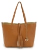 Mia Tomazzi Leder-Shopper "Zanardelli" in Hellbraun - (B)45 x (H)30 x (T)12 cm