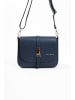 Lia Biassoni Leren schoudertas donkerblauw - (B)24 x (H)18 x (D)8 cm