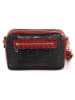 Anna Morellini Leder-Umhängetasche "Donatella" in Schwarz/ Rot - (B)25 x (H)16 x (T)9 cm