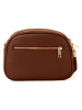 Mia Tomazzi Leren schoudertas "Gradisca" lichtbruin - (B)22,5 x (H)16 x (D)7 cm