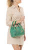 Mia Tomazzi Leren handtas "Gonfalone" groen - (B)24 x (H)21 x (D)13 cm