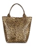 Mia Tomazzi Leren shopper "Barozzi" lichtbruin - (B)31 x (H)36 x (D)20 cm