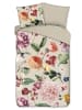 Descanso Satin-Bettwäsche-Set "Fiori" in Beige/ Bunt